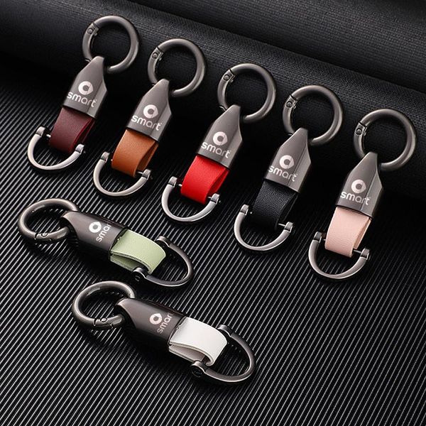 

keychains for smart fortwo forfour 453 451 450 454 emblems men's gifts fashion laser car metal keychain leather rope, Silver