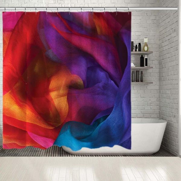 

shower curtains curtain silk rainbow scarf colorful floral modern po printed red blue yellow