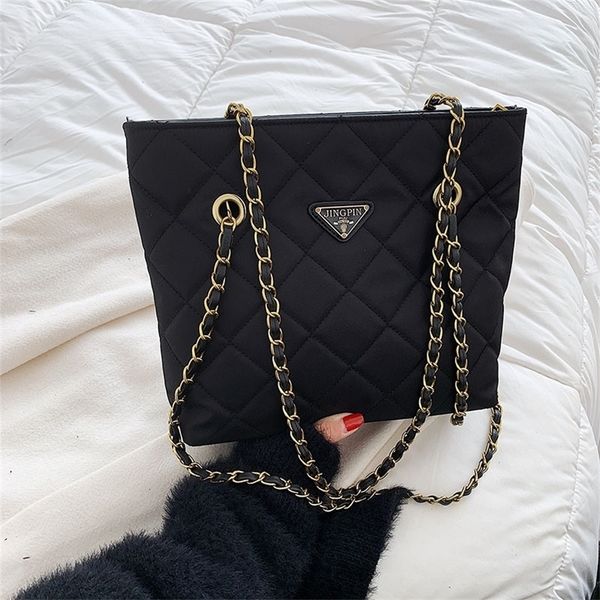 

designer sale large capacity bag female 2022 new parachute wandering nylon rhombic chain single shoulder messenger bag 8r7l