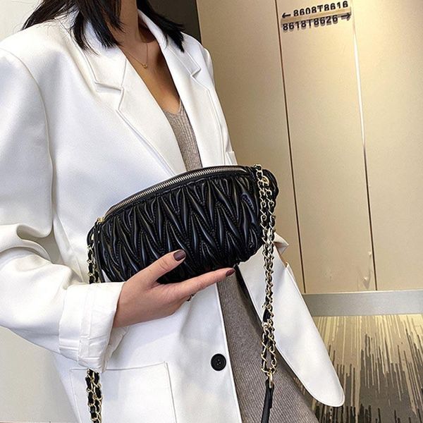 

waist bags fashion female pack 2021 winter women's belt bag trend chest outdoor pu leather chain shoulder messenger