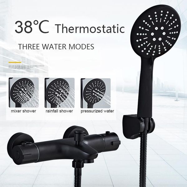 

senlesen black bathtub faucet bathroom shower tap brass wall mount with abs hand set single handle sets