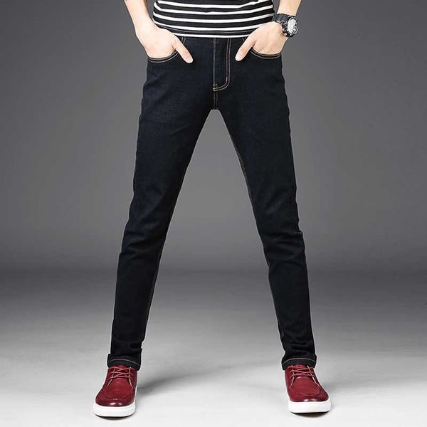 

men's pants black ny jeans fashion pencil denim male solid slim fit cowboy long trousers size 36 h85j