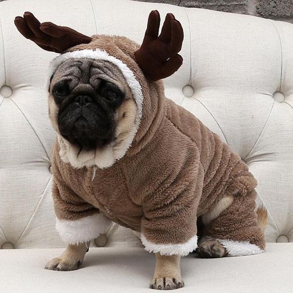 Abbigliamento per cani Inverno caldo pile Abbigliamento per animali domestici per cani di piccola taglia Costume natalizio Tuta Giacca per cuccioli Chihuahua Pug Abbigliamento