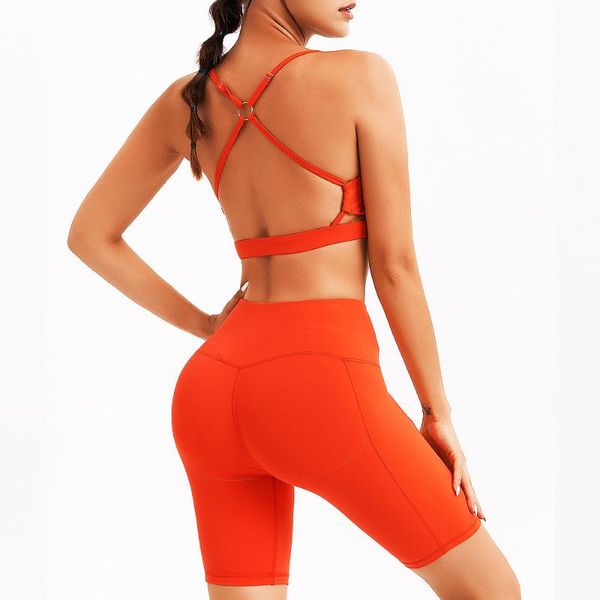 

yoga outfit solid set women running fitness suit outdoor cycling bra high waist sport shorts tights sportswear gym clothing