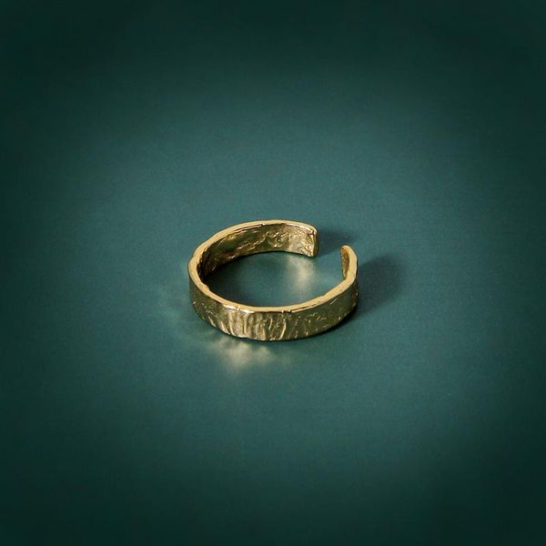 

cluster rings s925 sterling silver ring ins concave convex surface irregular gold foil open thin female, Golden;silver
