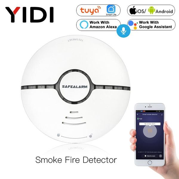 

smart home control wifi smoke fire alarm sensor detector security system battery-powered wireless life tuya app