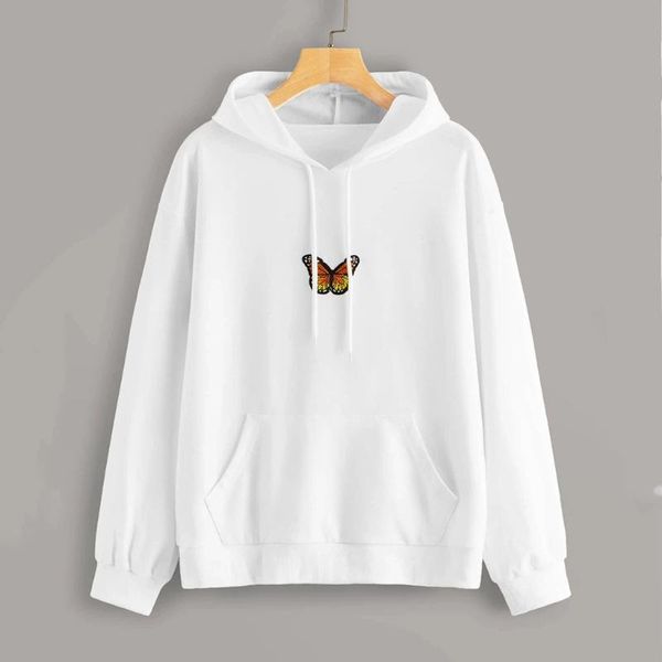 

women's hoodies & sweatshirts vintage women butterfly print aesthetic sweatshirt long sleeve pocket pullover hoodie autumn harajuku str, Black