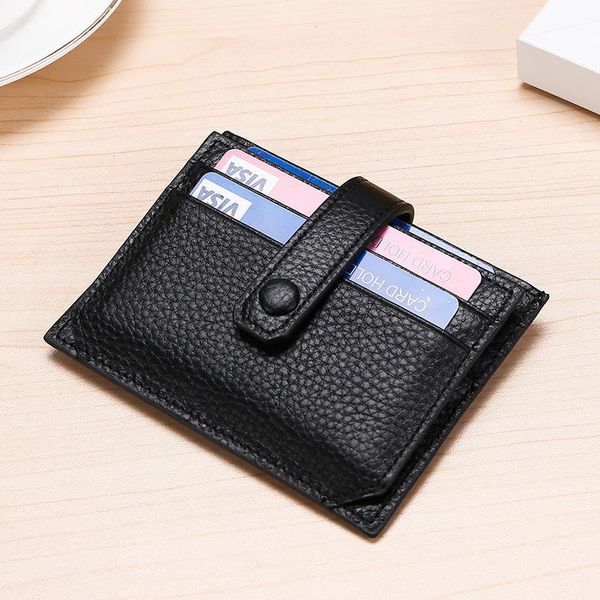 

card holders fashion soft slim wallet 100% genuine leather mini purse men thin small women purses, Brown;gray