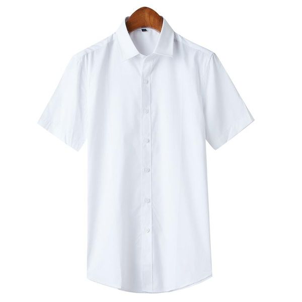 

men's casual shirts men summer white short sleeve dress good quality cotton slim fit solid large size collared shirt, White;black