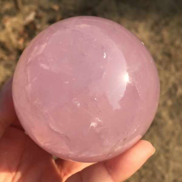 

about 600g natural pink rose quartz magic crystal healing ball spher, Black