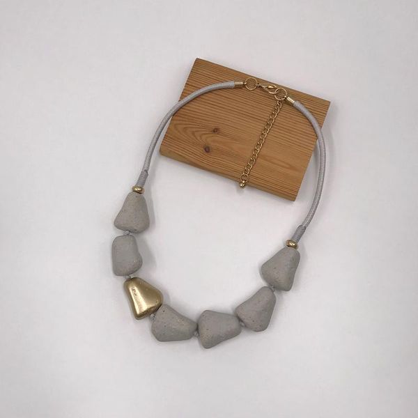 

chokers kara&kale goth fashion jewelry vintage collar necklace resin stone beads earthy collares layered for women accessories, Golden;silver