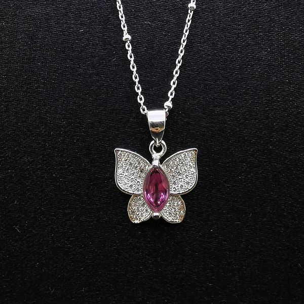 

2021 925 sterling silver gold-plated inlaid zircon, classic fashion butterfly necklace, romantic gift unique shape makes you stand out