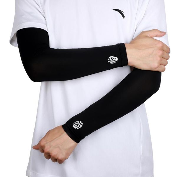 

sports arm sleeves ice fabric uv protections outdoor fitness compression sleeve mtb cover bicycle elbow & knee pads, Black;gray