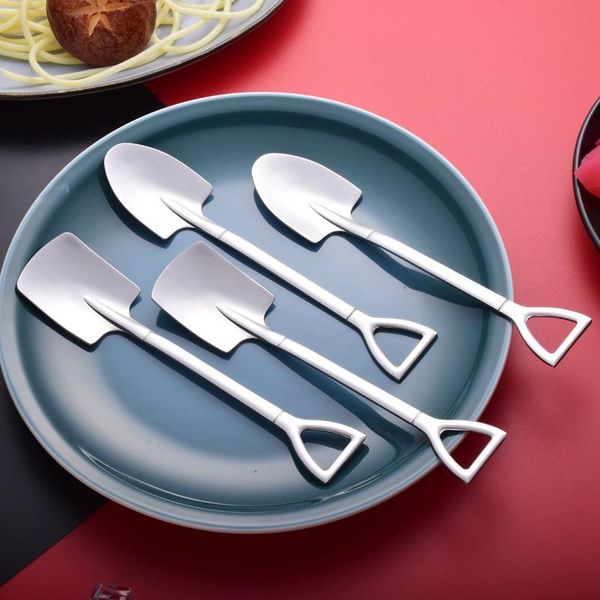 

spoons retro shovel flat coffee tea ice cream metal spoon gift creative bar stainless steel 304 dessert tablewareset housewares kitchen