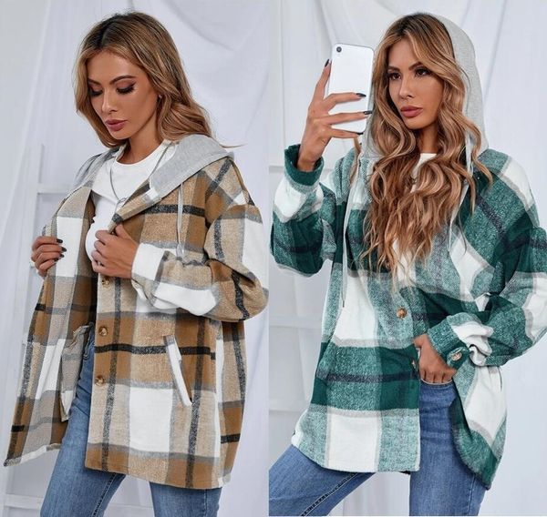 

womens jackets coats leather plaid shirts clothes femme fashion streetwear wrap wool cardigan shawl coat casual jacket woman outerwear hoode, Black;brown