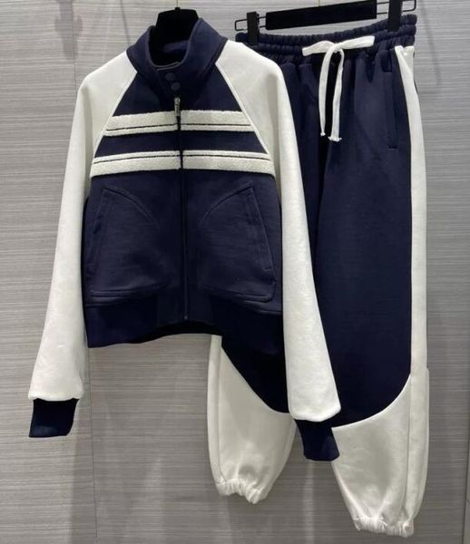 

women 51d tracksuits sport suit letter 8 towel embroidery splicing womens jacket sweatpant high-quality temperament, Gray