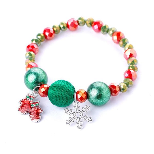 Link, Chain 2021 Bracciale Santa Snowman Candy Snowflake Elk Pattern Perline Natale per regalo all'ingrosso