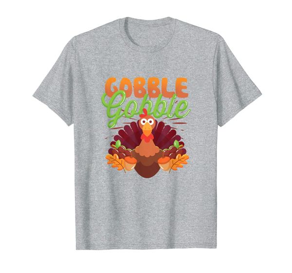 

gobble gobble thanksgiving themed t-shirt, White;black