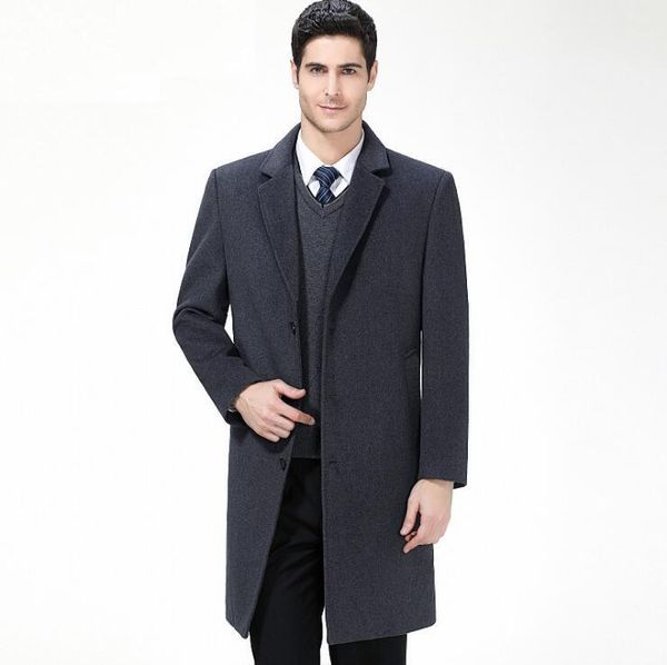 

men's wool & blends woolen mid long business handsome formal casual nizi black and gray 2color good quality windbreaker coat autumn win