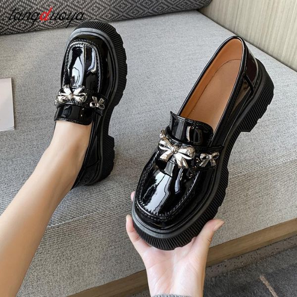 

dress shoes cute lolita girl mary jane ladies leather platform spring autumn women's casual all-match small, Black