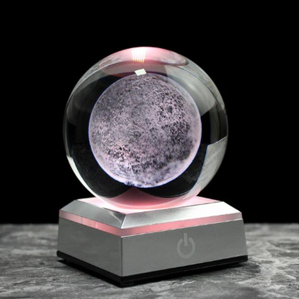 Novidade Itens 3D Moon Modelo de Cristal Bola Astronomia Presente Esfera Planetas Decorativas Miniatura