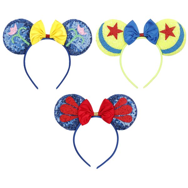 Accessorio per capelli per ragazza per bambini Orecchio da topo con fiocco Paillettes Design Bastoncini per capelli Clip per ragazze Accessori per feste cosplay principessa