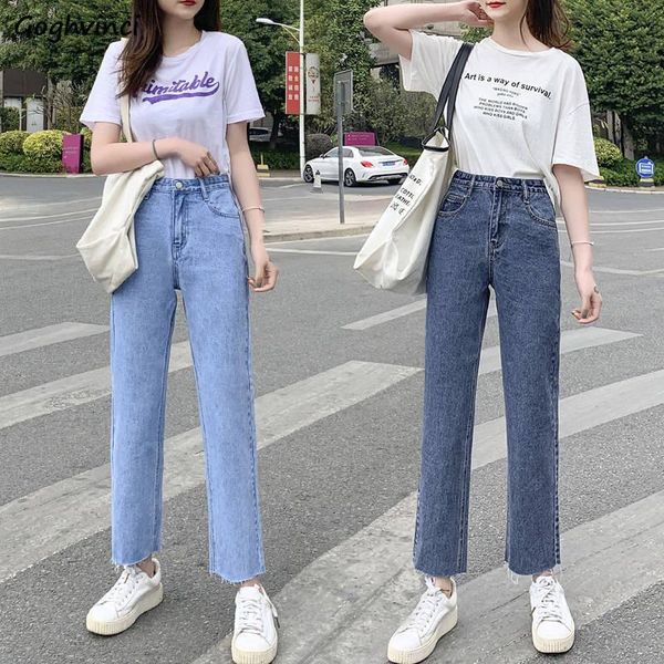

women's jeans women ankle-length fur-line solid bleached all-match korean-style casual fashion teens students womens ulzzang simple chi, Blue