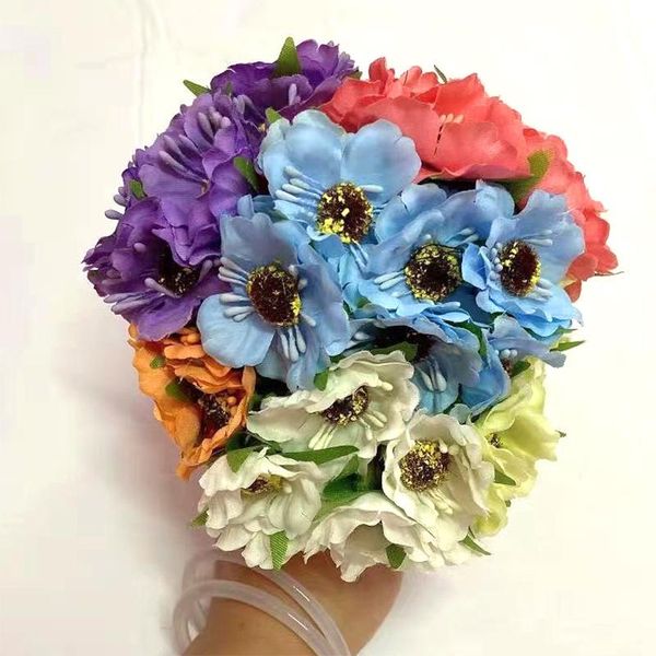 

decorative flowers & wreaths 6pcs silk stamen artificial flower bouquet wedding party decoration diy handmade wreath gift scrapbooking craft