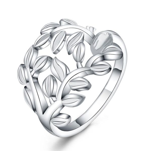 

cluster rings wholesale beautiful flower ring leaf cute noble pretty fashion wedding silver color women lady jewelry gift, Golden;silver