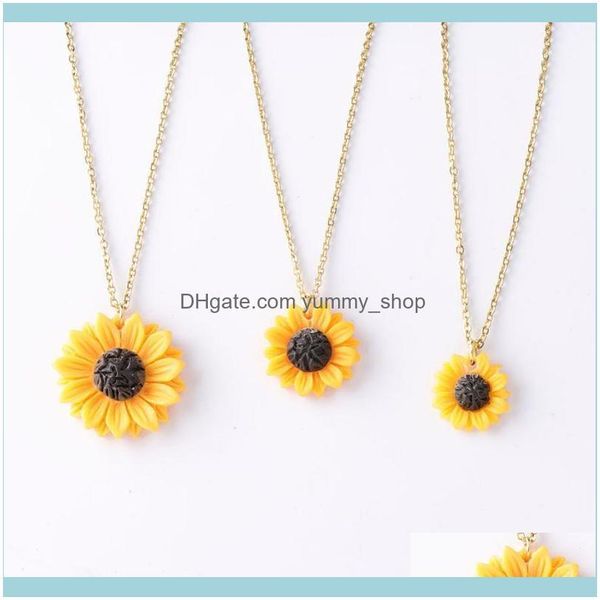 

pendant jewelry fashion 3 sizes sunflowers necklaces pendants for women friendship & luck pendant1 drop delivery 2021 1xh5m, Silver