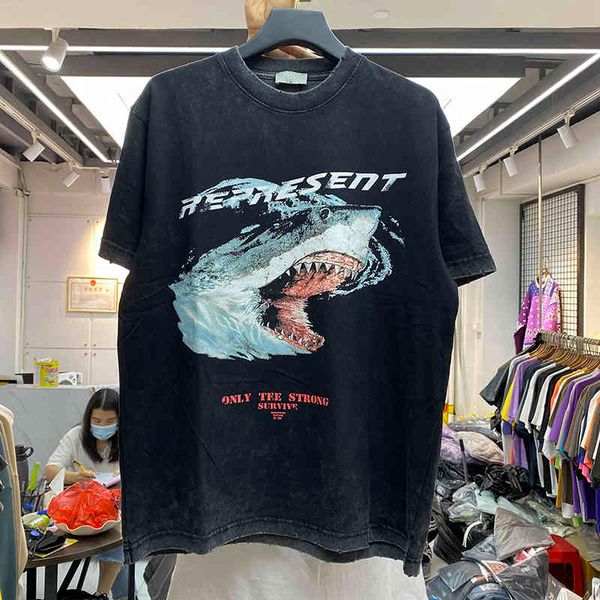 

men's t-shirts printing of the men's shark represents vintage shirt, White;black