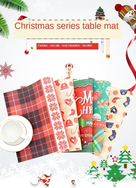 

mats & pads christmas cartoon western mat printed tableware pvc insomined table coasters decorations children's
