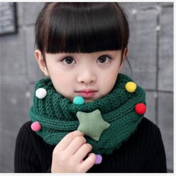 

scarves & wraps autumn winter warm collar, korean version boy girl knitted children scarf, wool neck collar baby star scarf., Red;brown