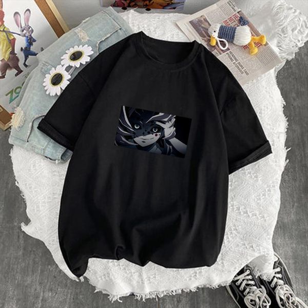 

summer harajuku japanese anime men t shirt demon slayer kimetsu no yaiba print cute vintage casual loose streetwear ulzzang, White;black