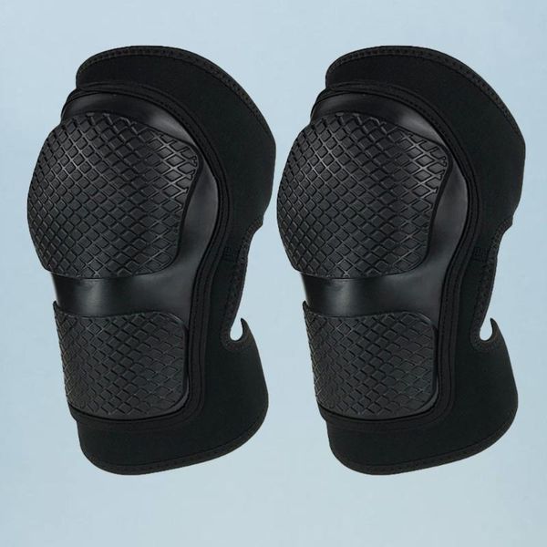 

pair bike knee pads adjustable brace support cycling protector practical volleyball sports kneepad for adults (black elbow, Black;gray
