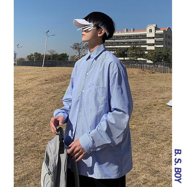 

men's casual shirts smart long sleeve striped shirt with hiphop streetwear oversize, White;black