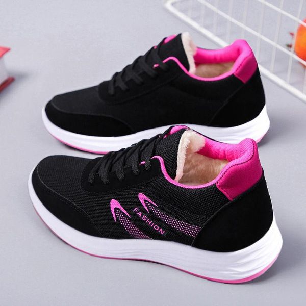 

shoes woman2021 breathable women's boots korean all-matching flat casual fashion luxury designer design lace-up platform, Black