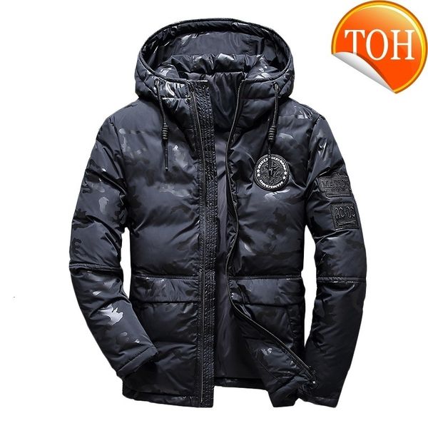 

ultralight winter jacket men hooded 90% white duck down thick warm military windbreaker waterproof parkas jackets, Black
