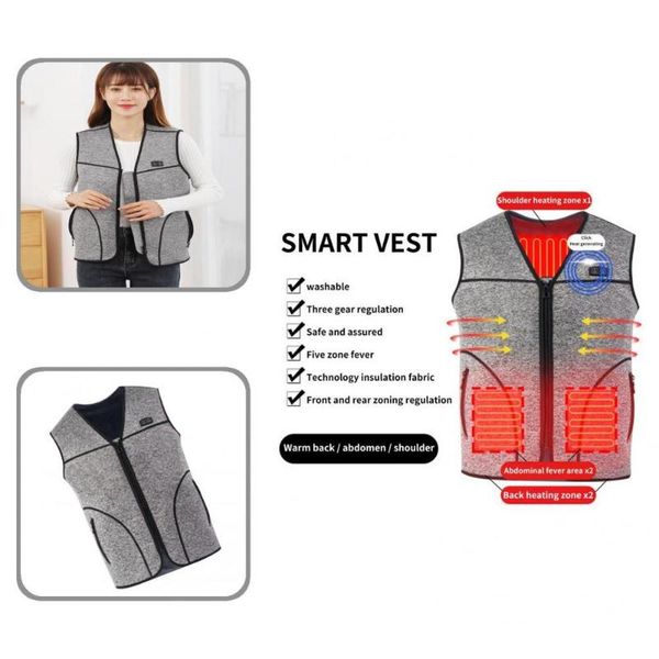 

men's vests energy-saving practical 5 heating zones heated vest fast v neck for outing, Black;white