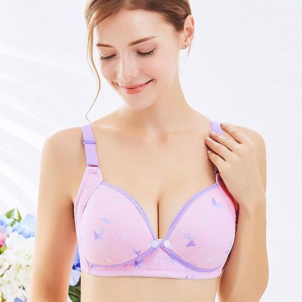 

maternity intimates cotton nursing bras set pregnant butterfly printing breastfeeding pregnancy women underwear breast feeding bra wx-022, White