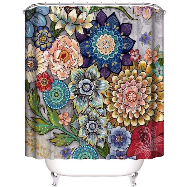 

floral shower curtains for bathroom, shower curtains fabric bathroom curtain durable waterproof bath curtain (multicolor)