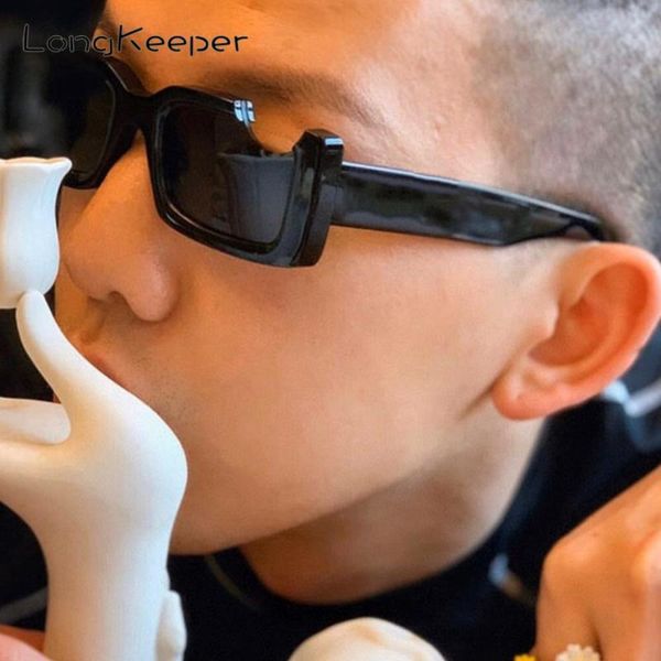 

longkeeper fashion rectangle sunglasses women men vintage punk sun glasses ladies personality hip hop eyewear zonnebril dames, White;black