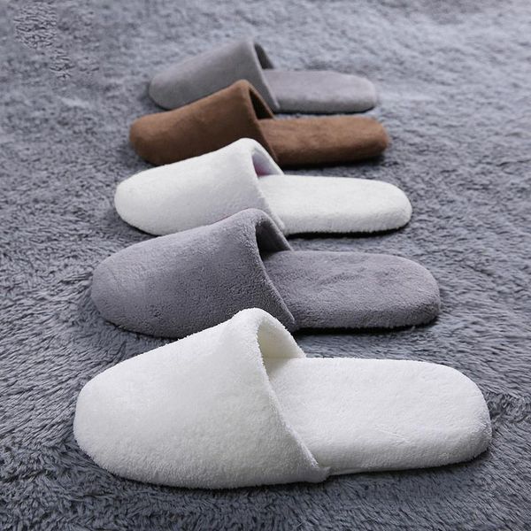 

slippers 1 pair coral velvet bread shoes el disposable warm home solid color all-match comfortable woolen flip flop, Black