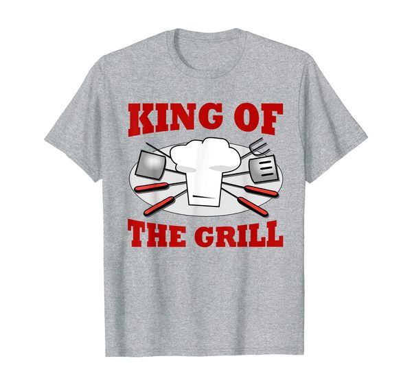 

king of the grill chef hat and utensils tshirt bbq t shirt, White;black