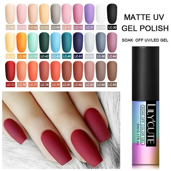 

matte gel nail polish soak off uv long lasting semi permanent art varnish autumn winter series color1, Red;pink