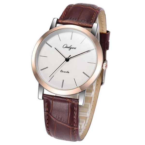 

wristwatches men's watch ultra-thin korean casual waterproof simple student quartz women's with leather watchbelt, Slivery;brown