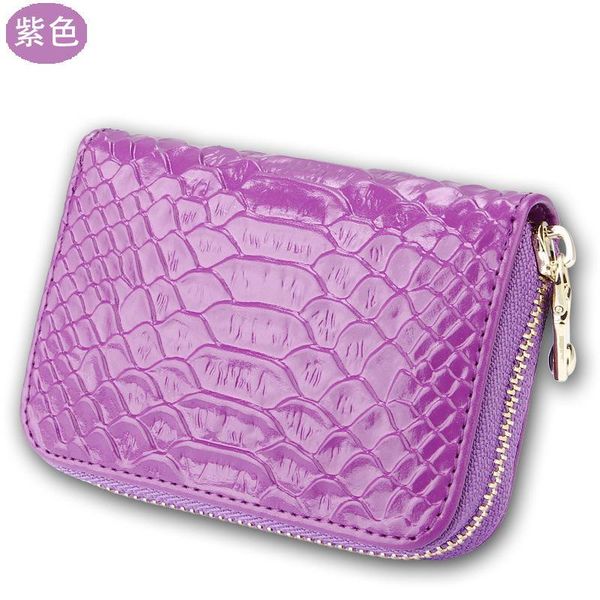 

card holders genuine leather serpentine woman business holder women zipper pocket case coin purse, Brown;gray