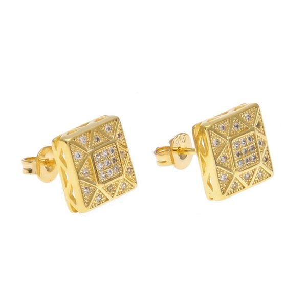 

crystal stud earrings 2021 women brooch square hip hop fashion jewelry gift, Golden;silver