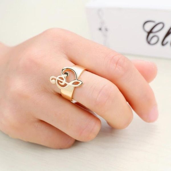 

wedding rings musical note openings design delicate retro adjustable rhinestone midi women jewelry simple style gift, Slivery;golden