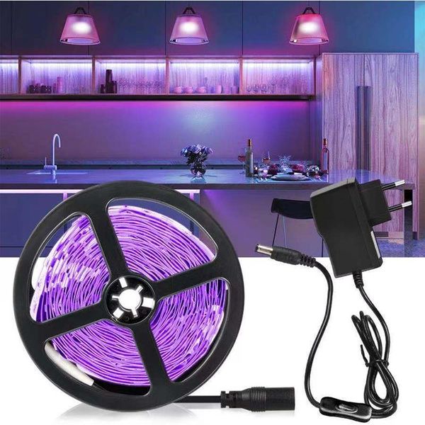 

strips 5m 2835 led strip 12v 395-405nm ultraviolet ray tape ribbon lamp home disinfection curing dj stage decoration suit